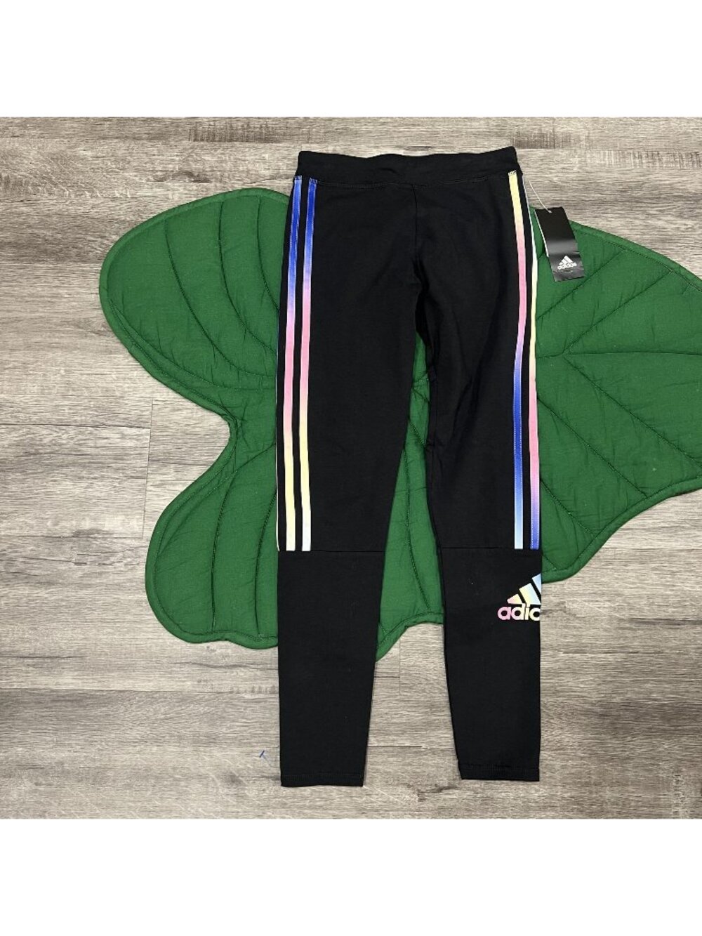 Adidas Girls Large 14 Colorful Three Stripe Leggings
